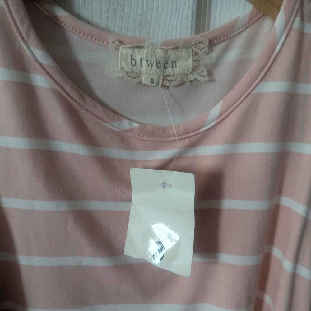 Pink and White Striped Top by Btween